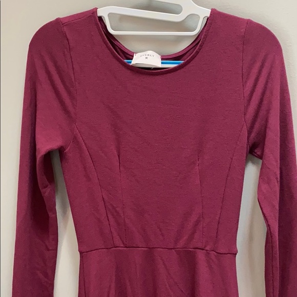 Burgundy Stretchy A-Line Dress - Picture 3 of 4